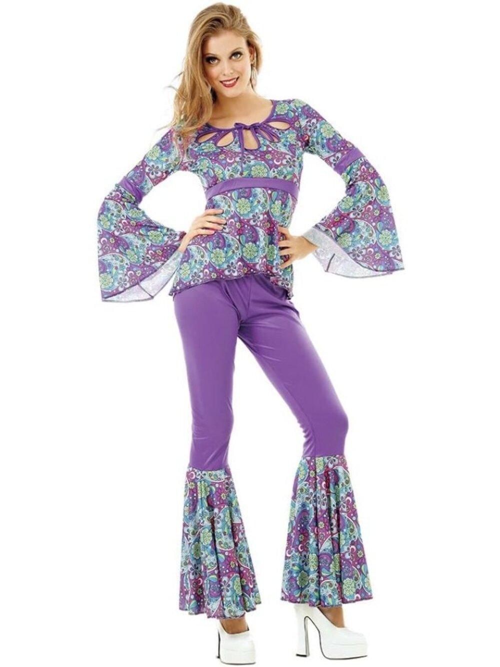 Hauntlook Disco Diva Halloween Costume XL Funky Foxy Adult Hippie Outfit NEW